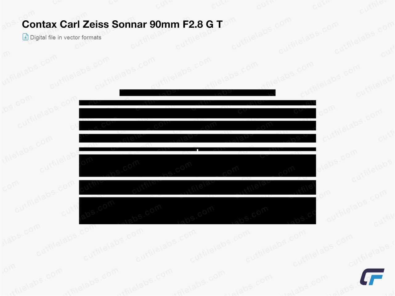 Contax Carl Zeiss Sonnar 90mm F2.8 G T (2014) Cut File Template
