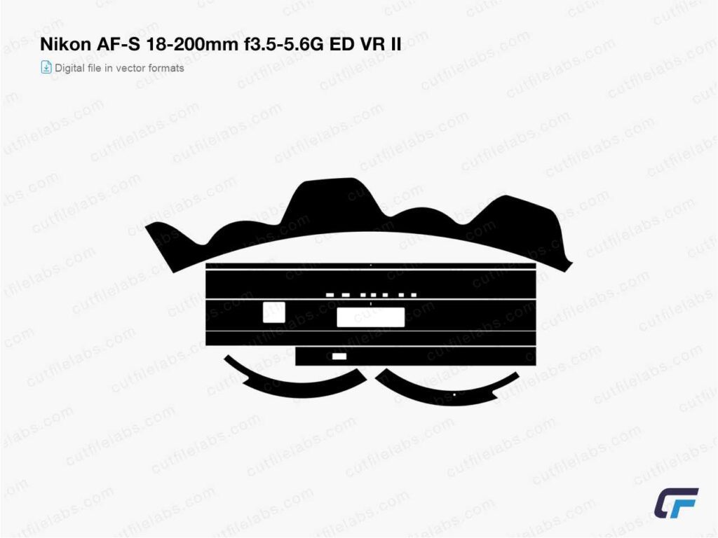 Nikon AF-S 18-200mm f3.5-5.6G ED VR II (2009) Cut File Template
