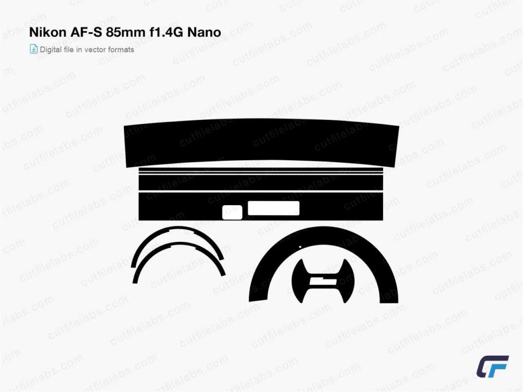 Nikon AF-S 85mm f1.4G Nano (2011) Cut File Template