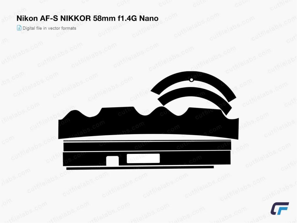 Nikon AF-S NIKKOR 58mm f1.4G Nano (2013) Cut File Template