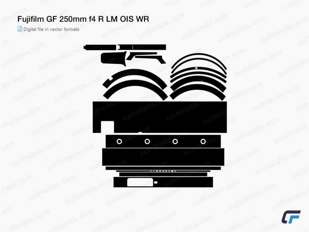 Fujifilm GF 250mm f4 R LM OIS WR Cut File Template