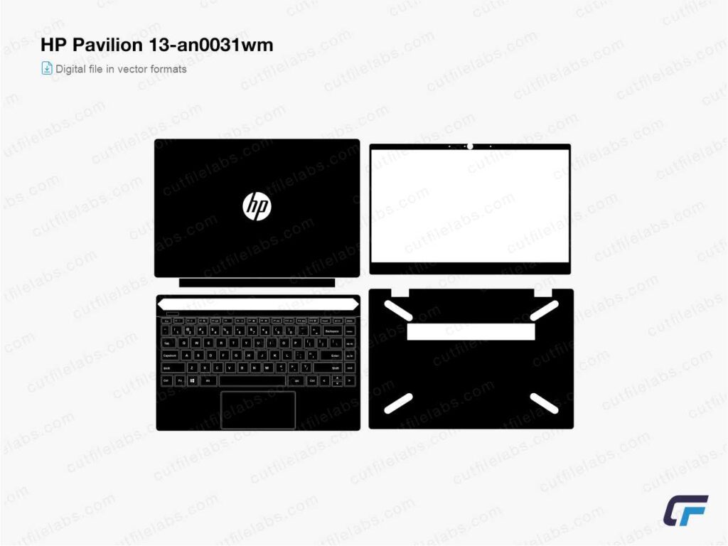 HP Pavilion 13-an series, 13-an0031wm (2019) Cut File Template