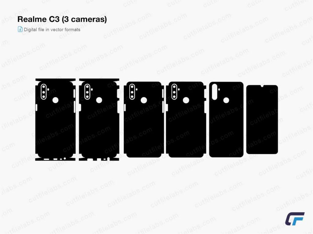 Realme C3 (3 cameras) Cut File Template