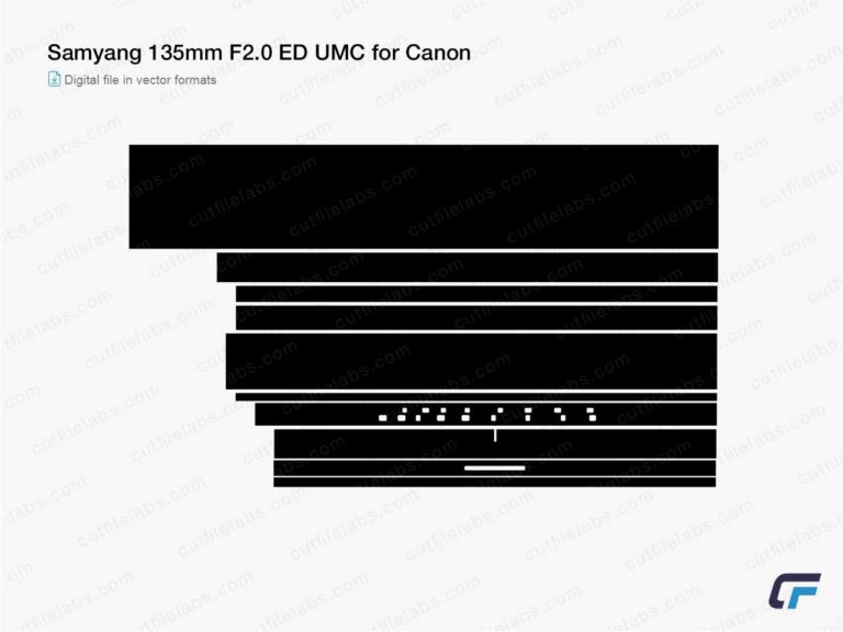 Samyang 135mm F2.0 ED UMC for Canon Cut File Template