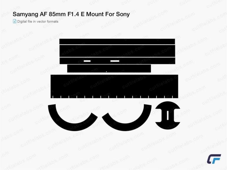 Samyang AF 85mm F1.4 E Mount For Sony (2016) Cut File Template
