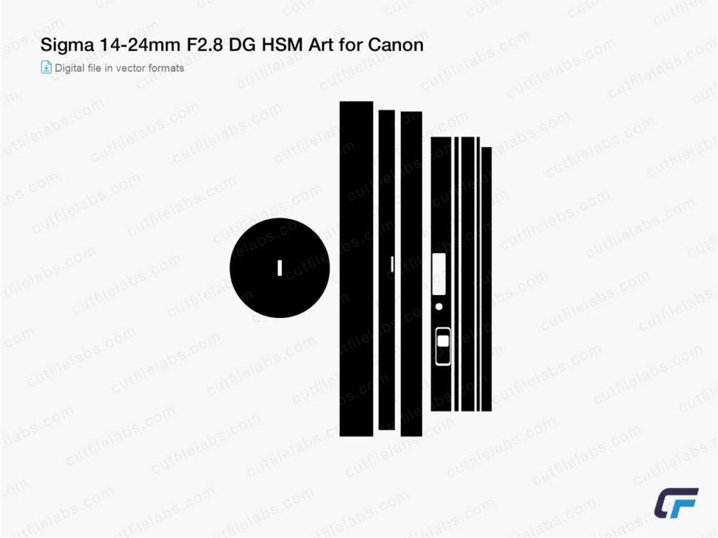 Sigma 14-24mm F2.8 DG HSM Art for Canon Cut File Template