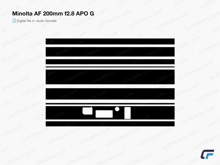Minolta AF 200mm f2.8 APO G Cut File Template