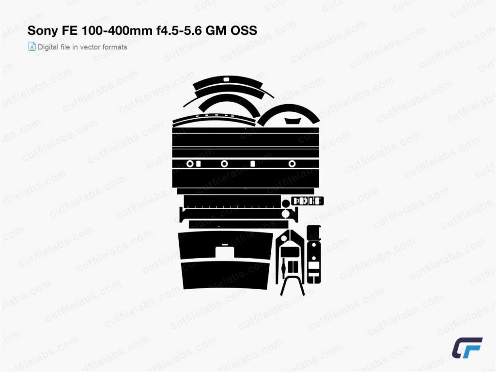 Sony FE 100-400mm f4.5-5.6 GM OSS Cut File Template