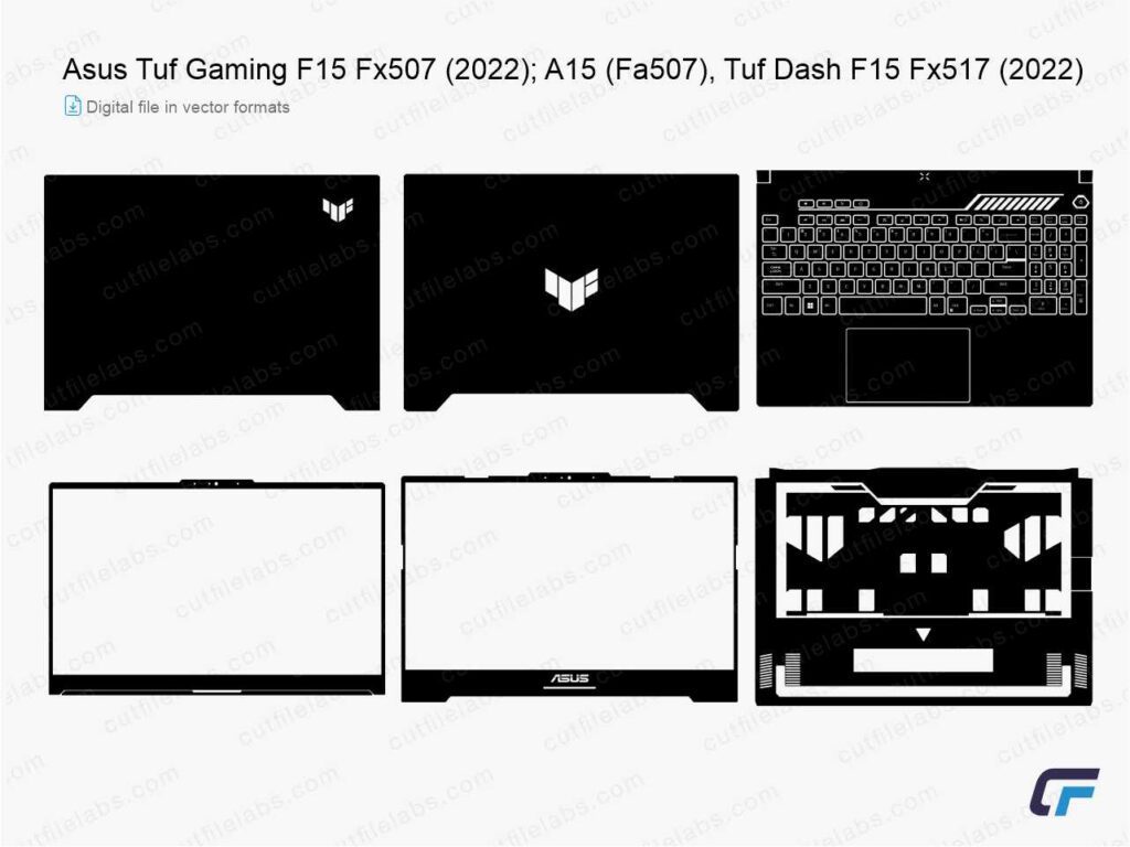 Asus TUF Gaming F15 FX507 (2022); A15 (FA507); TUF Dash F15 FX517 (2022) Cut File Template