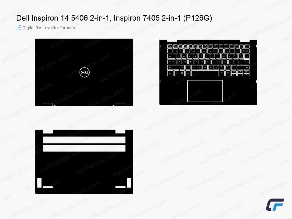 Dell Inspiron 14 5406 2-in-1, Inspiron 7405 2-in-1 (P126G) (2020) Cut File Template