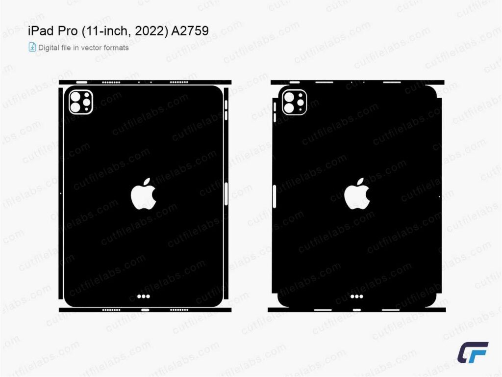 iPad Pro M1, M2 11-inch (2022, A2759) Cut File Template