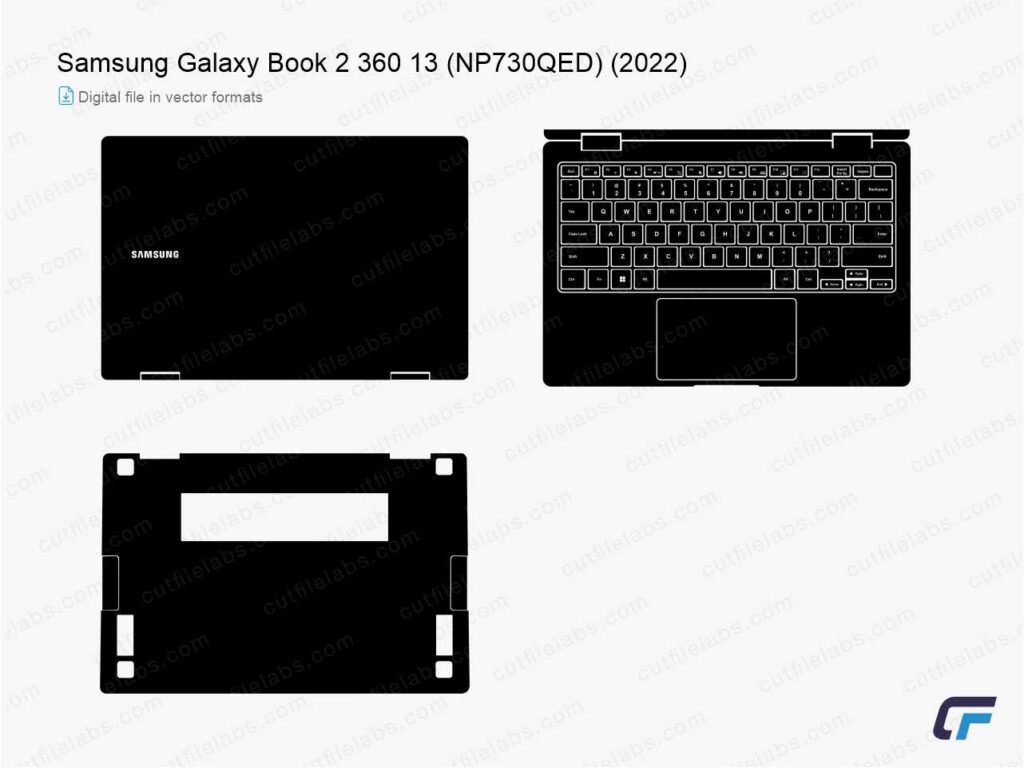 Samsung Galaxy Book 2 360 13 (NP730QED) (2022) Cut File Template