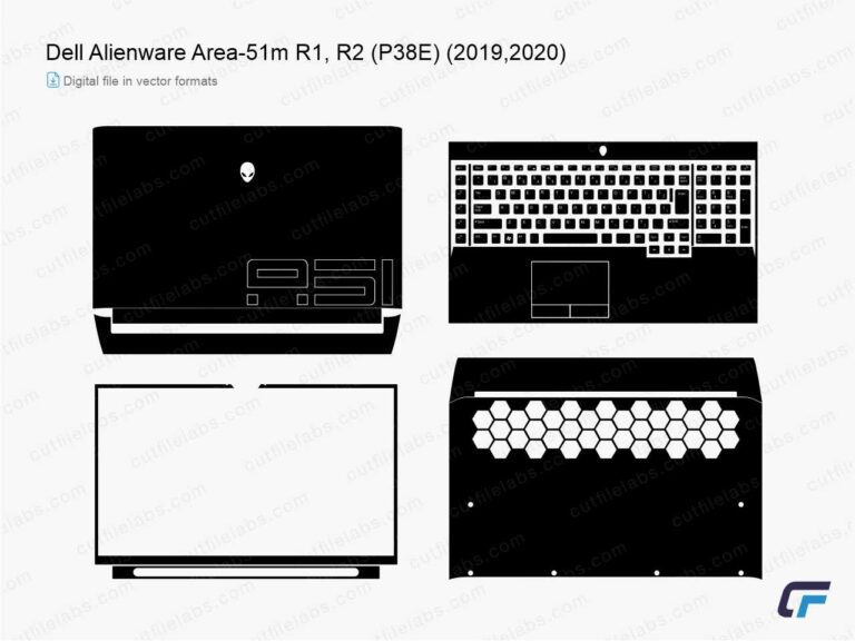 Dell Alienware Area-51m R1, R2 (P38E) (2019,2020) Cut File Template
