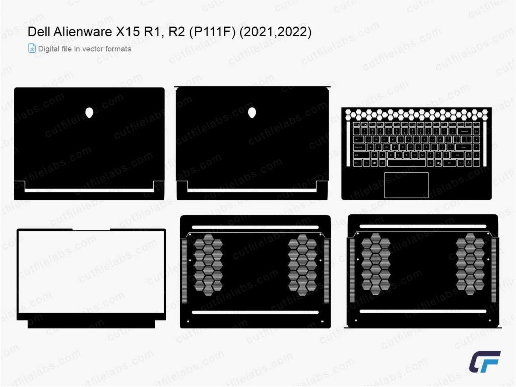 Dell Alienware X15 R1, R2 (P111F) (2021,2022) Cut File Template ...