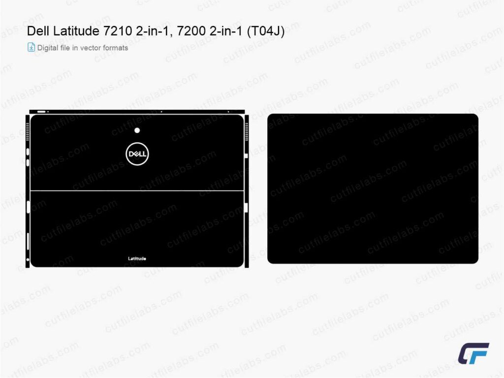 Dell Latitude 7210 2-in-1, 7200 2-in-1 (T04J) (2019,2020) Cut File Template