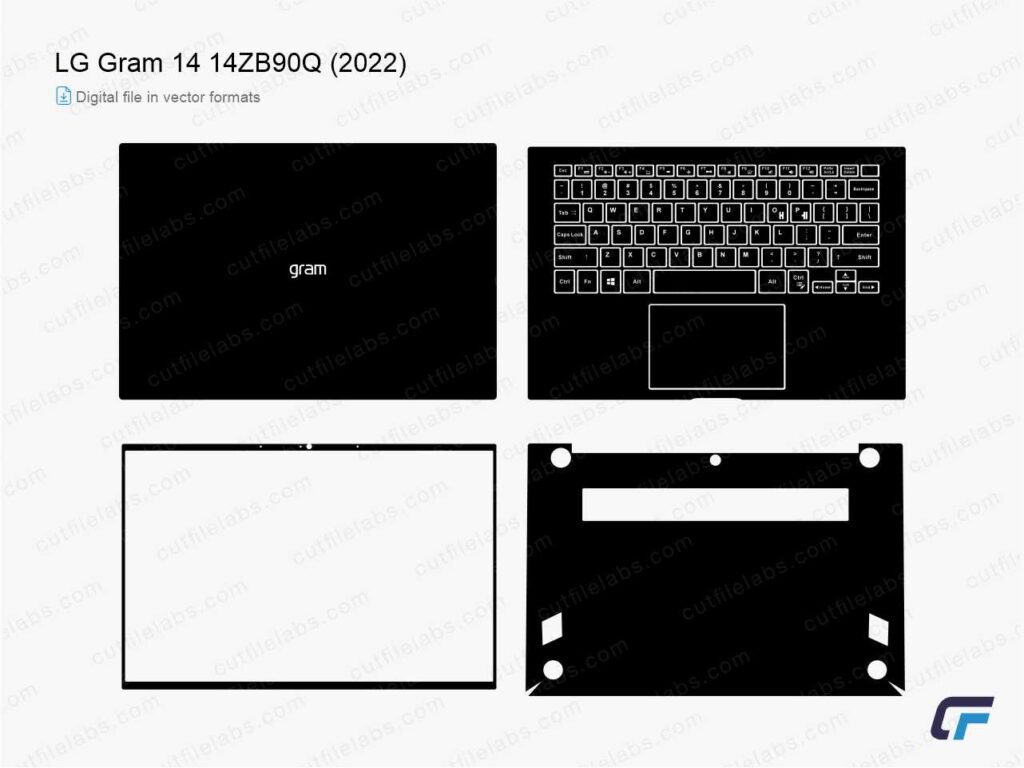 LG Gram 14 14ZB90Q (2022) Cut File Template