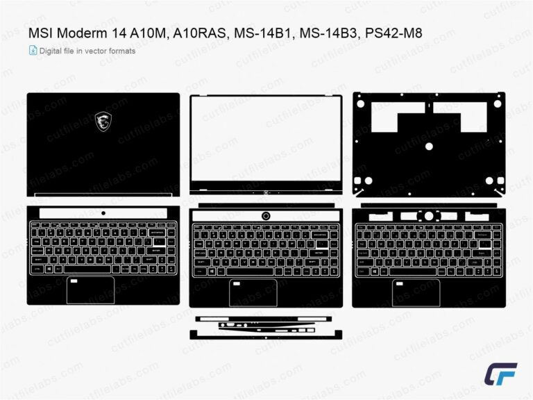 MSI Moderm 14 A10M, A10RAS, MS-14B1, MS-14B3, PS42-M8 (2019) Cut File Template