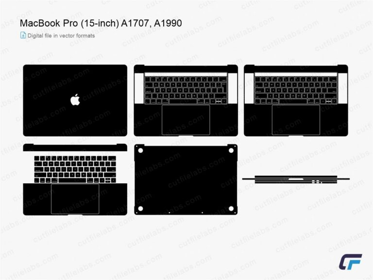 MacBook Pro (15-inch, A1707, A1990) (2016, 2017, 2019) Cut File Template