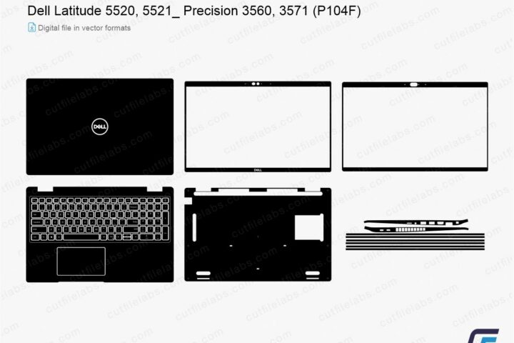 Dell Latitude 5520, 5521; Precision 3560, 3571 (P104F) (2021, 2022)) Cut File Template