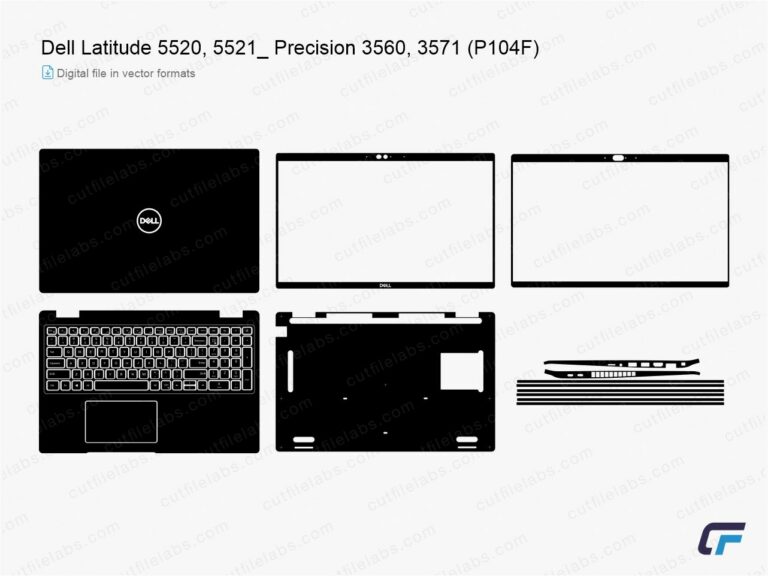 Dell Latitude 5520, 5521; Precision 3560, 3571 (P104F) (2021, 2022)) Cut File Template