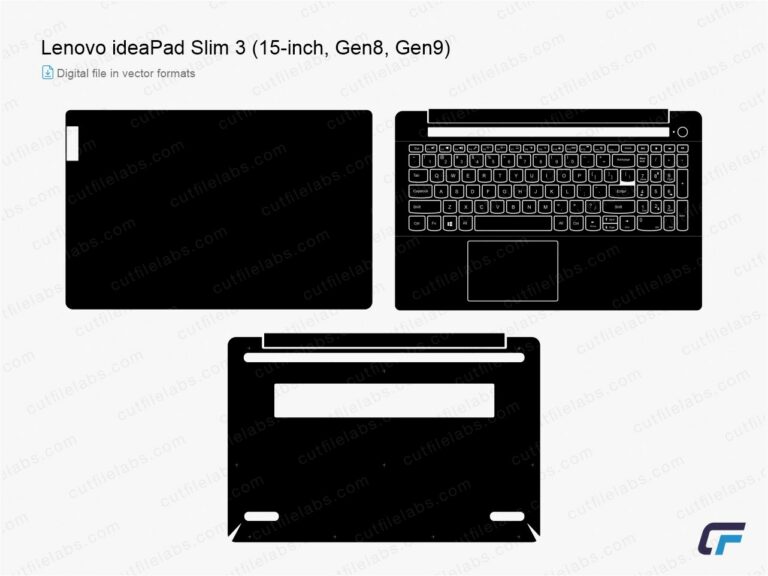 Lenovo IdeaPad Slim 3 (15-inch, Gen8, Gen9) - 15IAH8 (83ER), 15IRH8 (83EM), 15AMN8 (82XQ), 15IRU8 (82X7), 15IAN8 (82XB, 83D7), 15IRU9 (83E6) (2023, 2024) Cut File Template