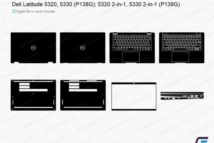 Dell Latitude 5320, 5330 (P138G); 5320 2-in-1, 5330 2-in-1 (P139G) (2021, 2022) Cut File Template