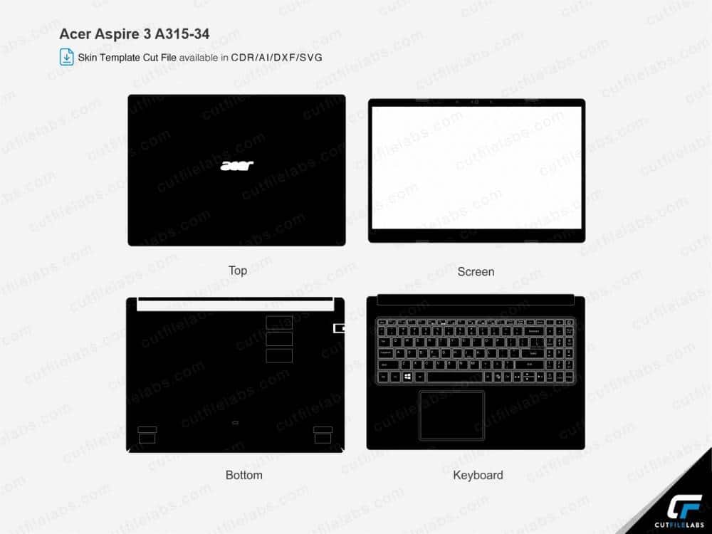 Acer Aspire 3 A315-34 (2020) Cut File Template