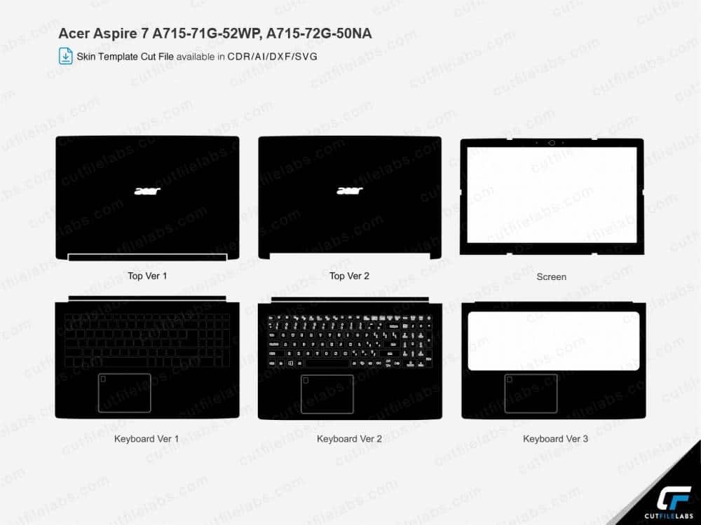 Acer Aspire 7 A715-71G-52WP, A715-72G-50NA Cut File Template
