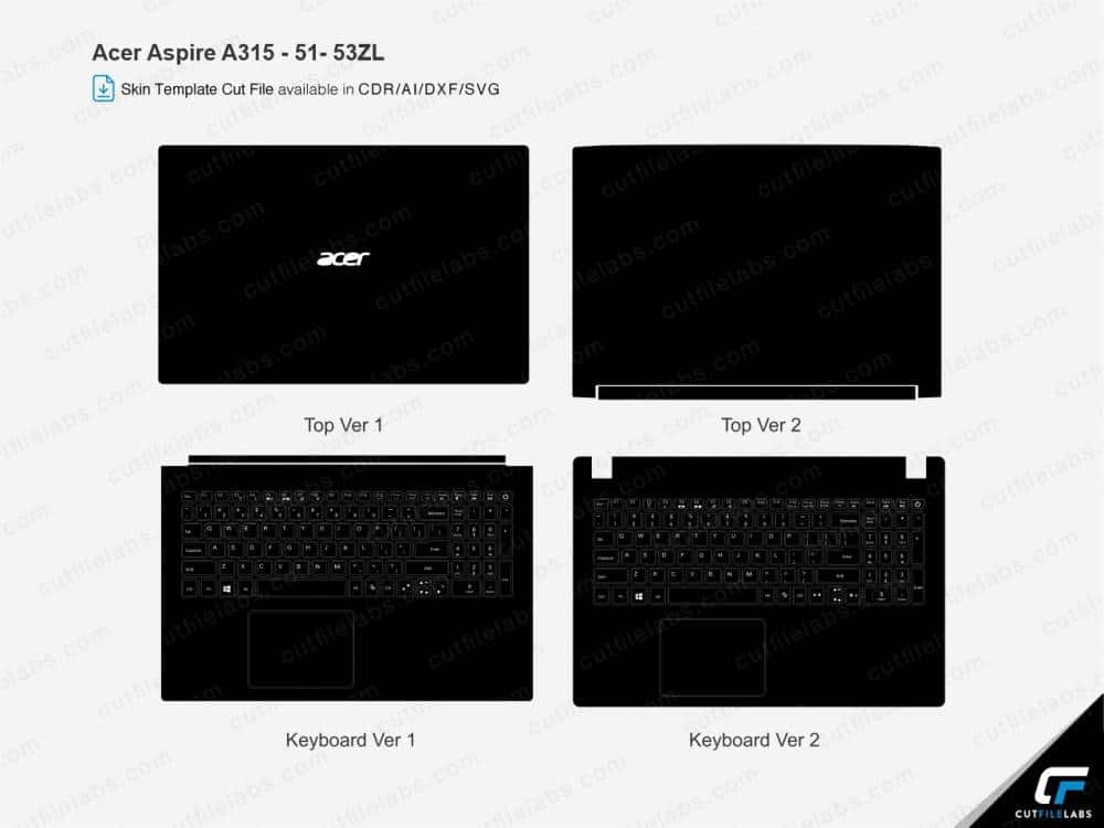 Acer Aspire 3 A315-21, 21G, 31, 51, 52 Cut File Template