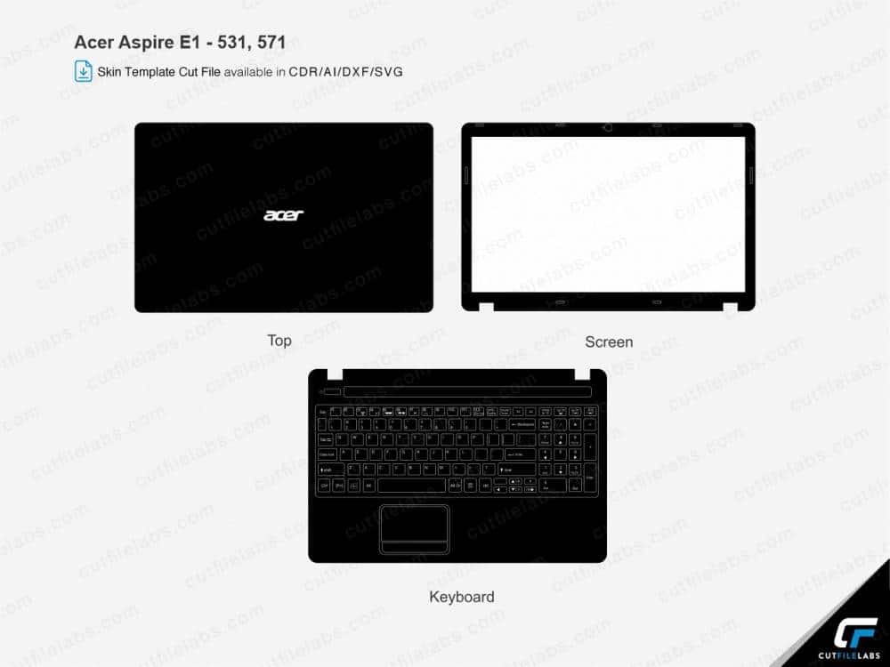 Acer Aspire E1-531, 571 Cut File Template