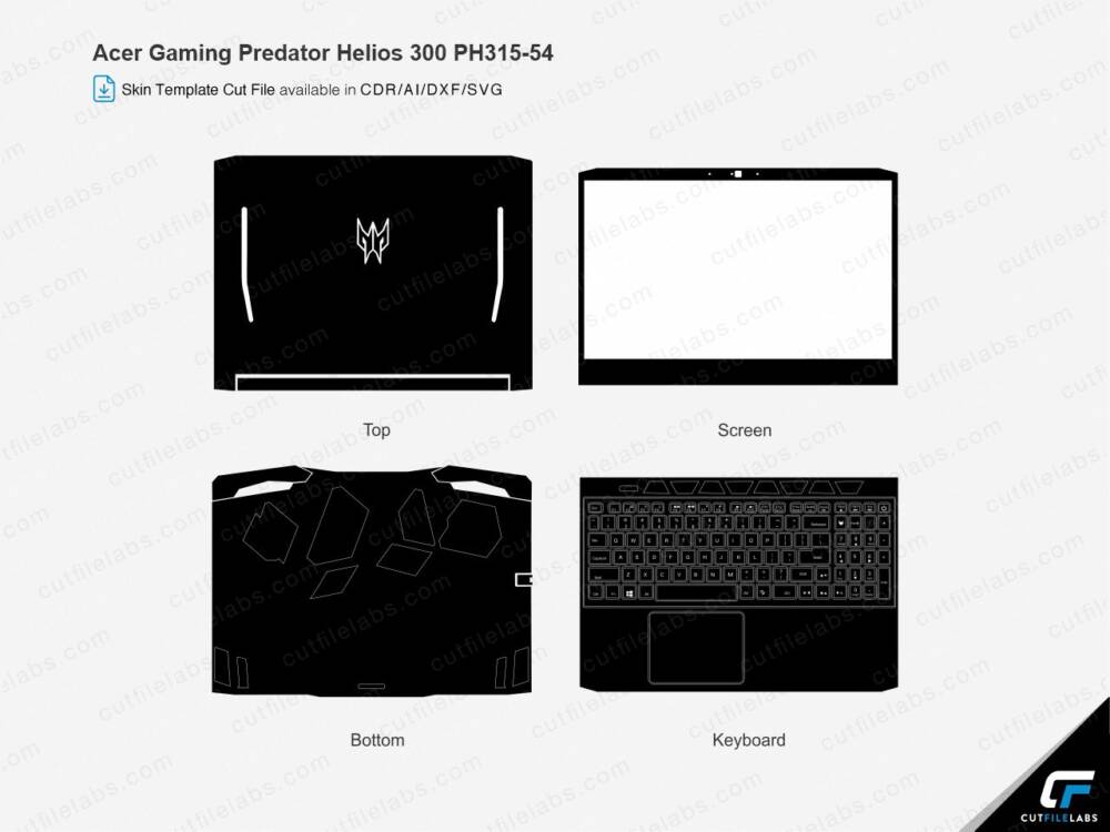 Acer Gaming Predator Helios 300 PH315-54 (2021) Cut File Template