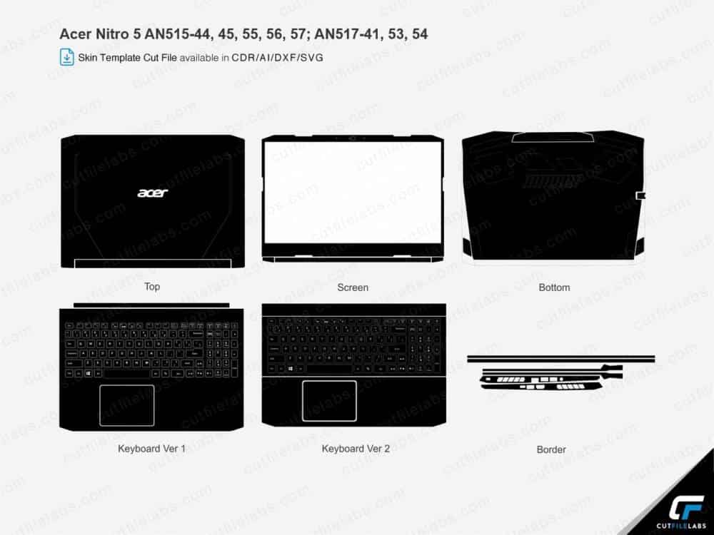 Acer Nitro 5 AN515-44, 45, 55, 56, 57; AN517-41, 53, 54 Cut File Template
