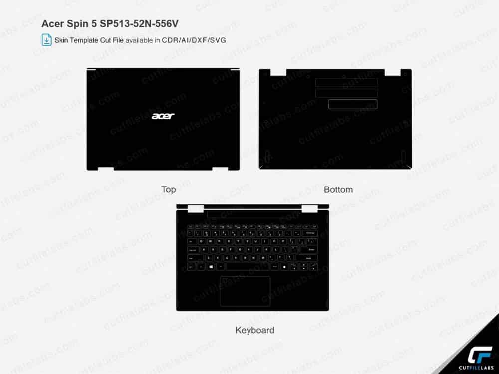 Acer Spin 5 SP513-52N-556V (2019) Cut File Template