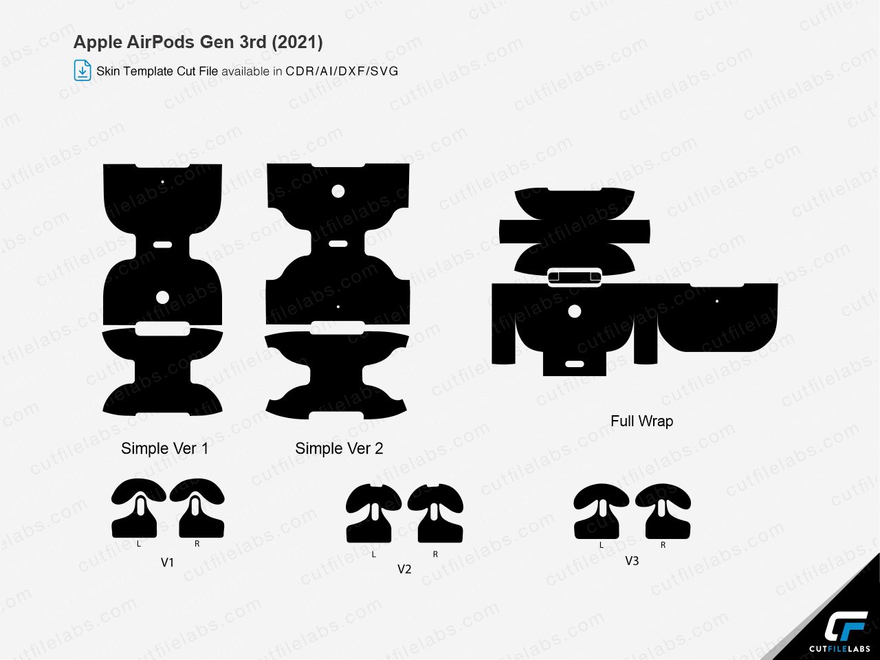 AirPods Gen 3rd (2021) Cut File Template | CutFileLabs