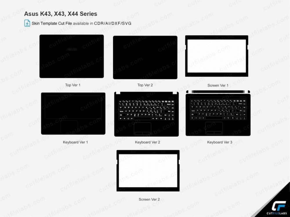 Asus K43, X43, X44 Series Cut File Template