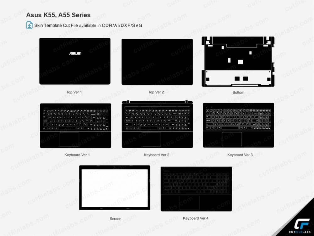 Asus K55, A55 Series (2012) Cut File Template
