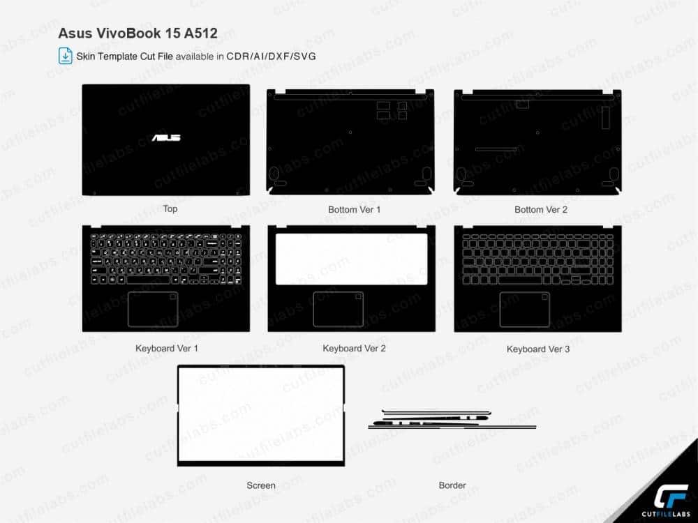 Asus VivoBook 15 S512, A512, X512 Series Cut File Template