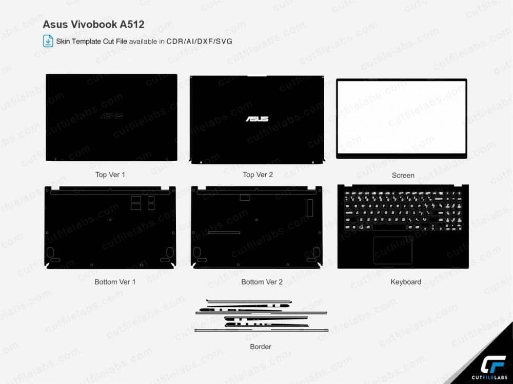 Asus Vivibook A512 (F512, X512, K512, S512) Series Cut File Template