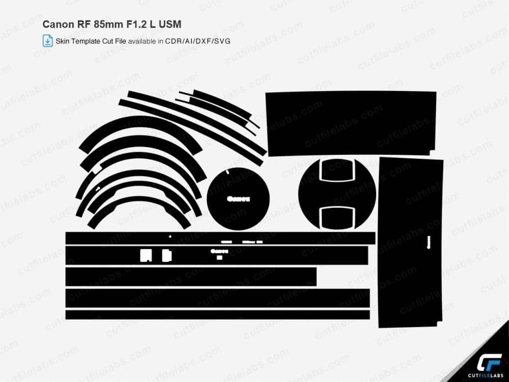 Canon RF 85mm F1.2 L USM (2019) Cut File Template