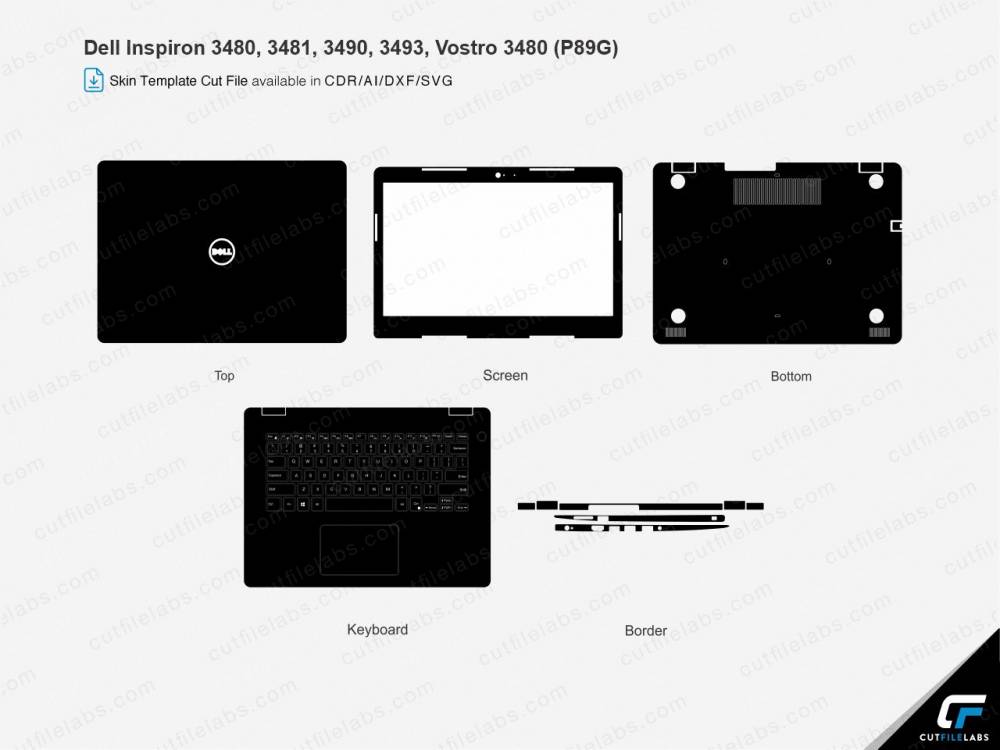 Dell Inspiron 3480, 3481, 3490, 3493, Vostro 3480 (P89G) Cut File Template