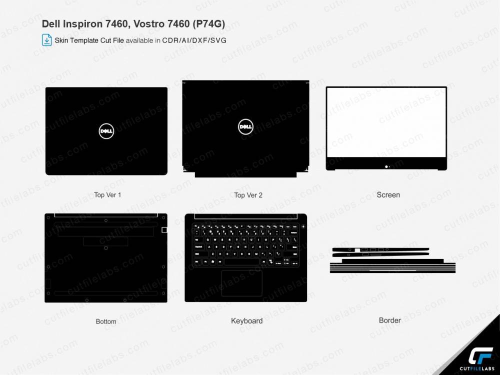 Dell Inspiron 7460, Vostro 7460 (P74G) (2016) Cut File Template