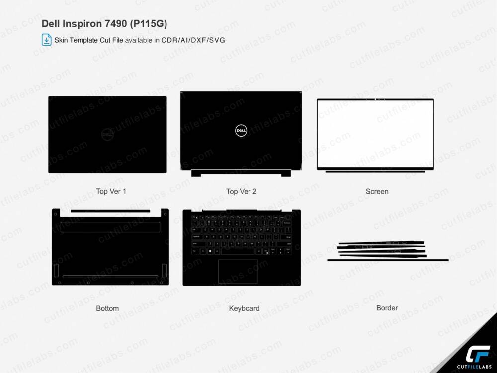 Dell Inspiron 7490 (P115G) (2019) Cut File Template
