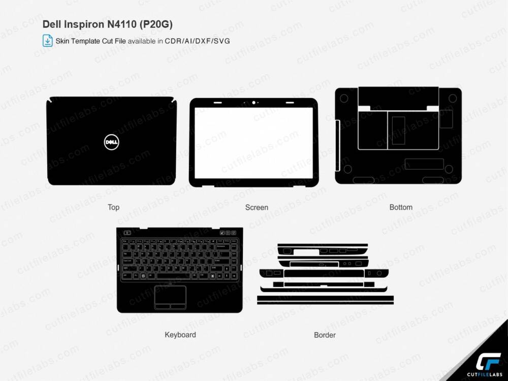 Dell Inspiron N4110 (P20G) Skin Cut File Template