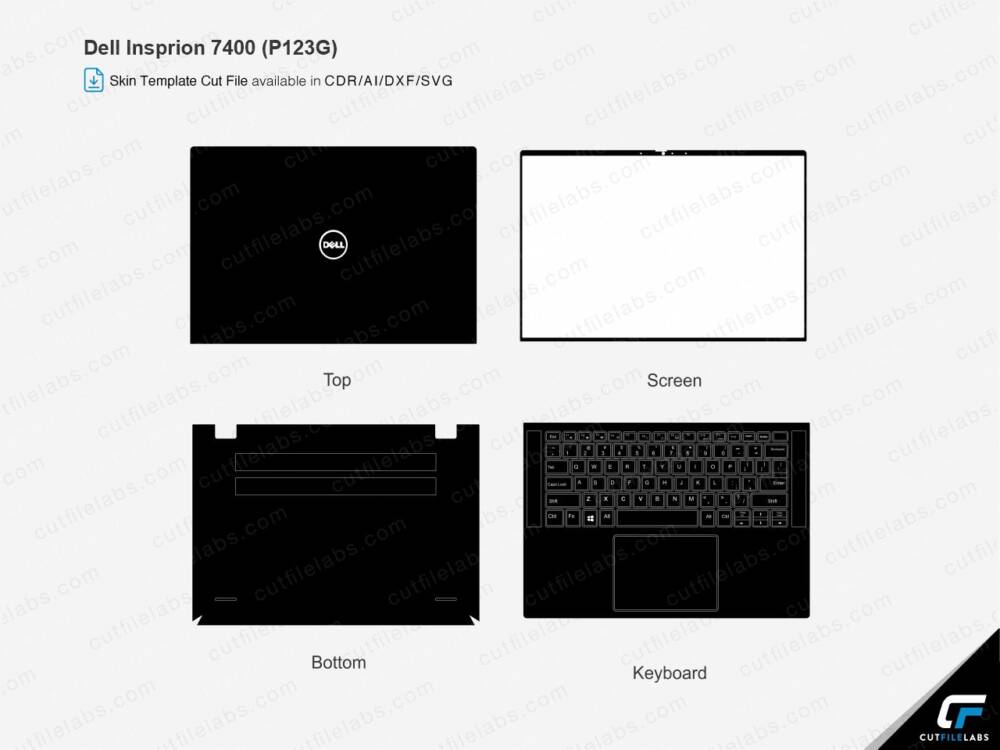 Dell Insprion 7400 (P123G) Skin  Cut File Template