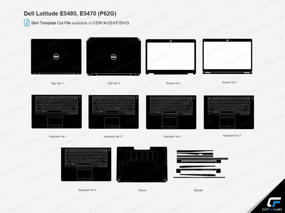 Dell Latitude E5480, E5470 (P62G) Cut File Template