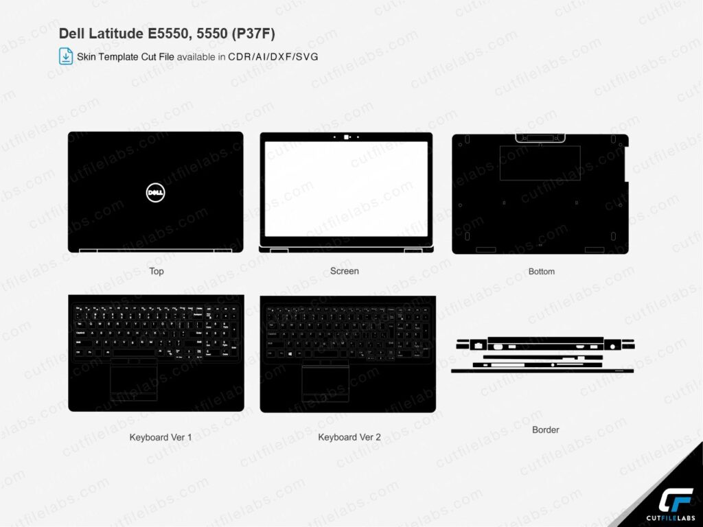Dell Latitude E5550, 5550 (P37F) Cut File Template