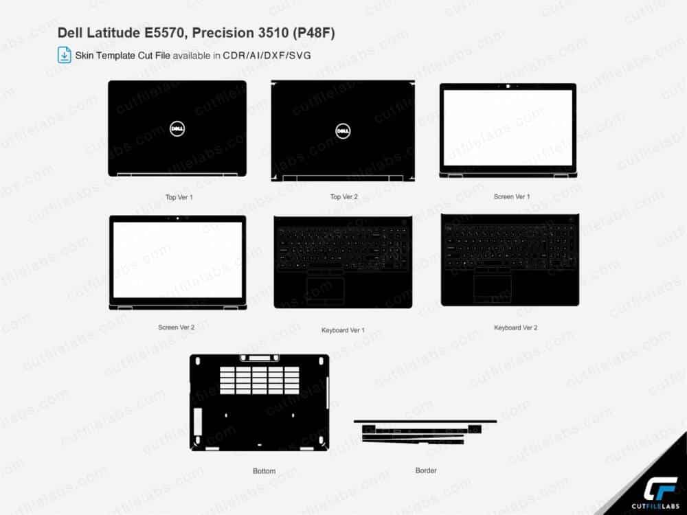 Dell Latitude E5570, Precision 3510 (P48F) (2016, 2017) Cut File Template