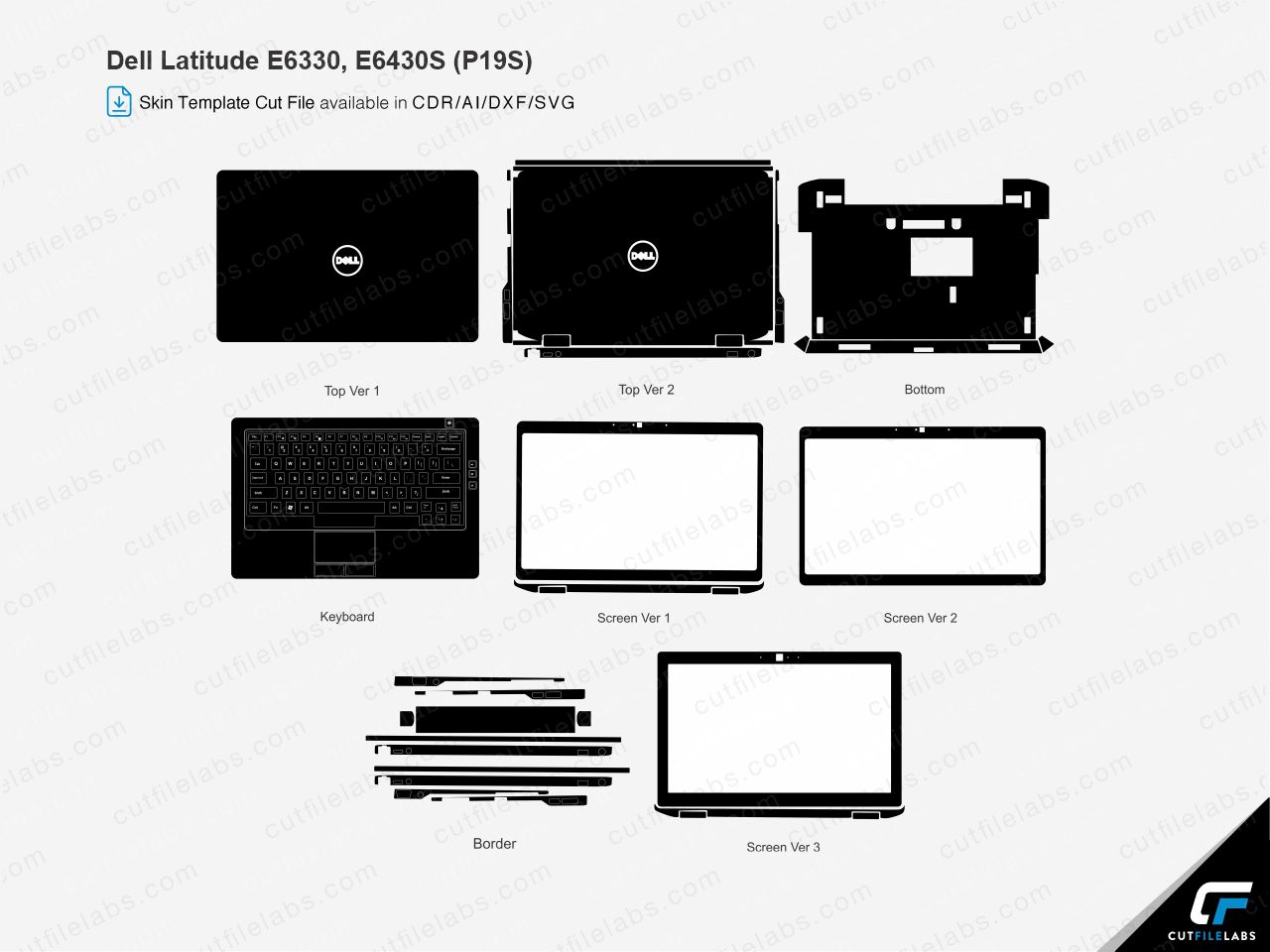 Dell Latitude E6330, E6430S (P19S) (2012, 2013) Cut File Template