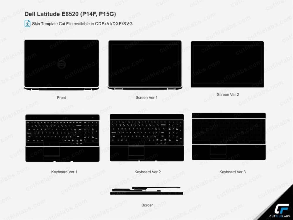 Dell Latitude E6520 (P14F, P15G) Cut File Template