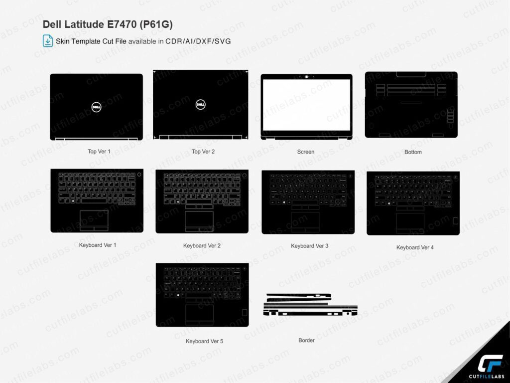 Dell Latitude E7470 (P61G) Cut File Template